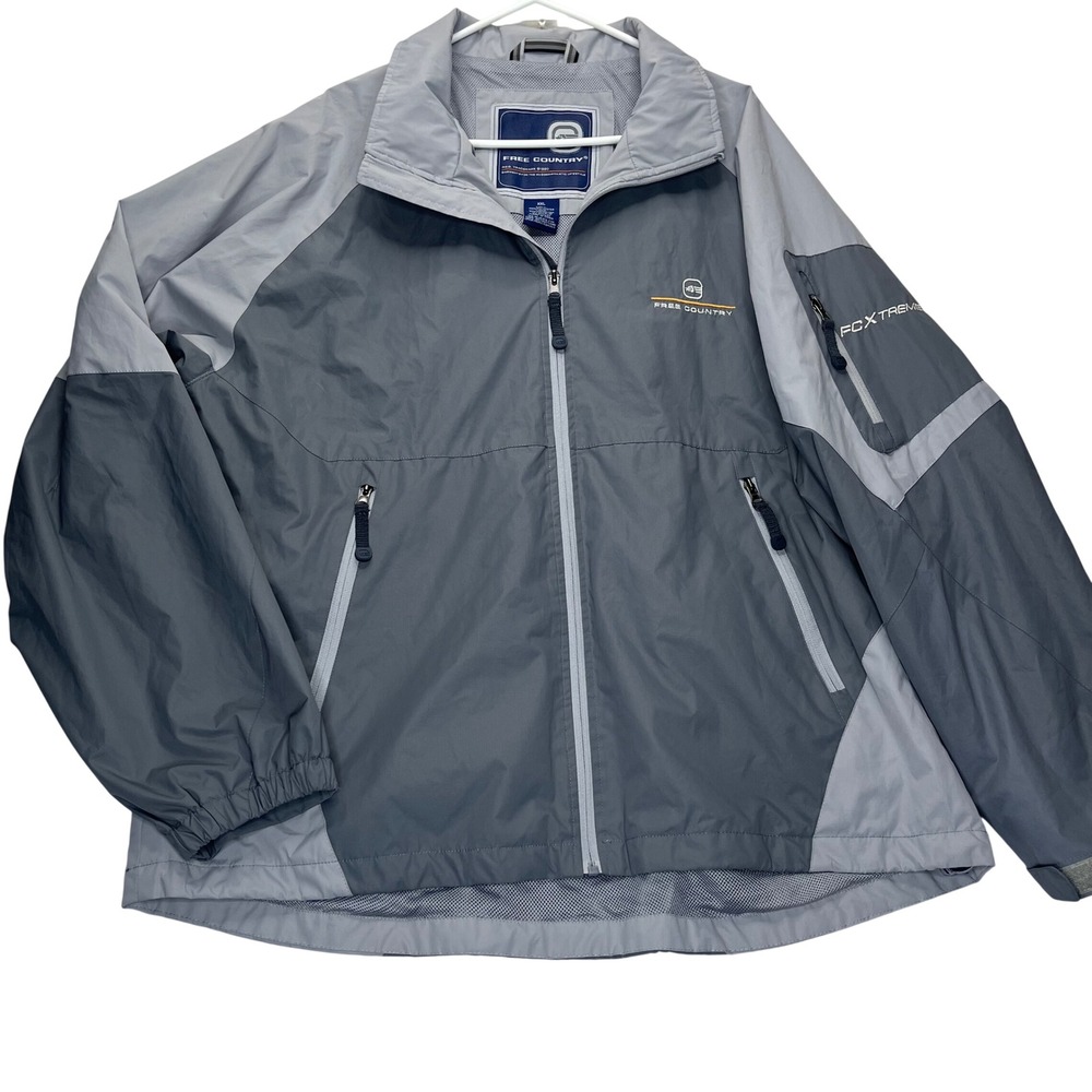 Free Country Jacket Windbreaker FCXtreme Mens XXL Gray Polyester Mesh Lined Zip